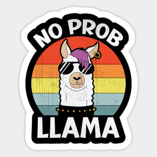 Retro Punk No Prob Llama No Problama Lamaste Lama Lover Sticker